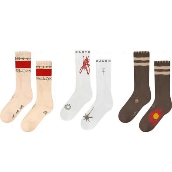 Travis Scott Cactus Jack Reverse Jack Multicolor Trio Unisex Socks McDonalds New - Picture 1 of 5